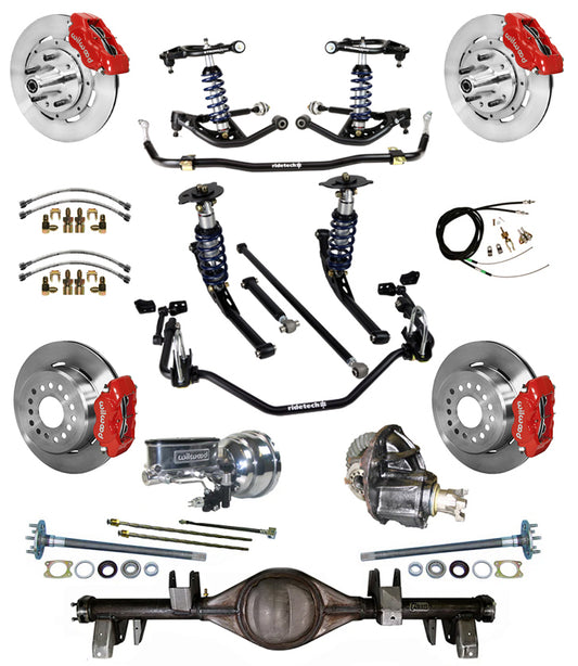 COILOVER SYSTEM,CURRIE REAR END,WILWOOD 12" BRAKES,RED,65-66 IMPALA,B-BODY