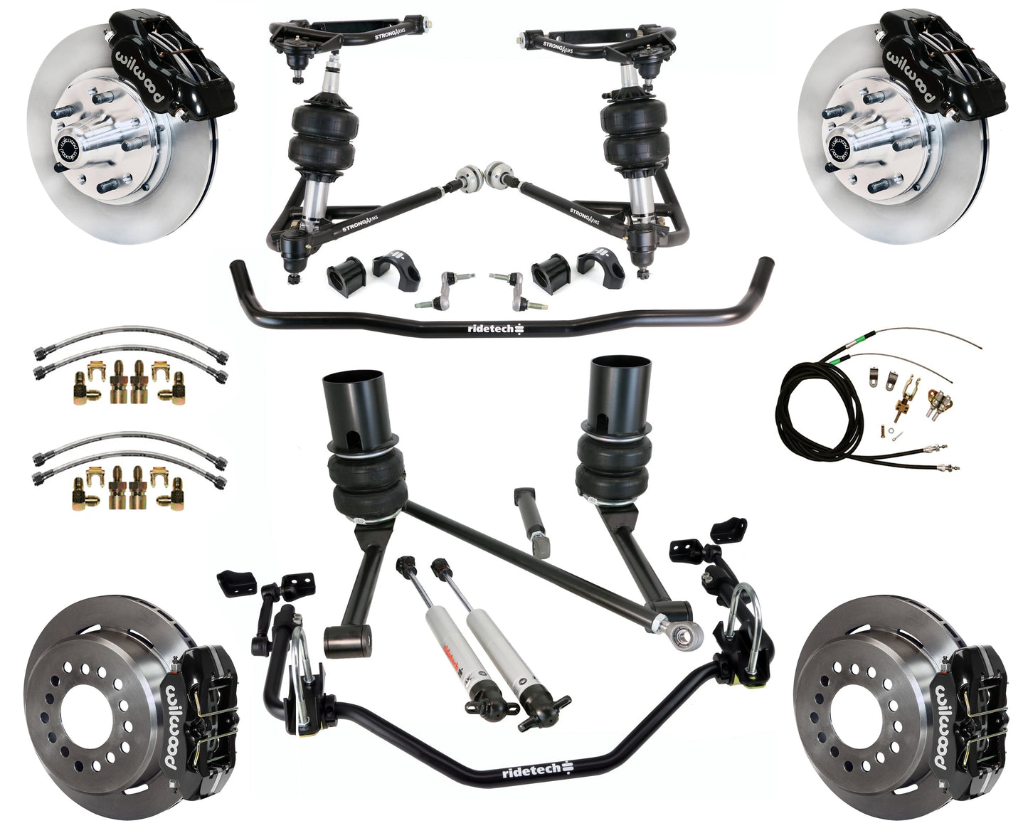 AIR RIDE SYSTEM,WILWOOD 11" BRAKES,BLACK,67-70 IMPALA,B-BODY