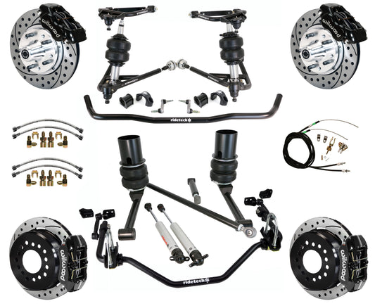 AIR RIDE SYSTEM,WILWOOD 11" DRILL,BLACK,65-66 IMPALA,B-BODY