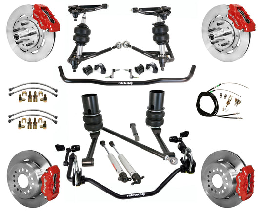 AIR RIDE SYSTEM,WILWOOD 12" BRAKES,RED,65-66 IMPALA,B-BODY