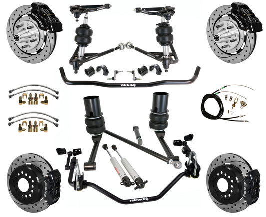 AIR RIDE SYSTEM,WILWOOD 12" DRILL,BLACK,65-66 IMPALA,B-BODY