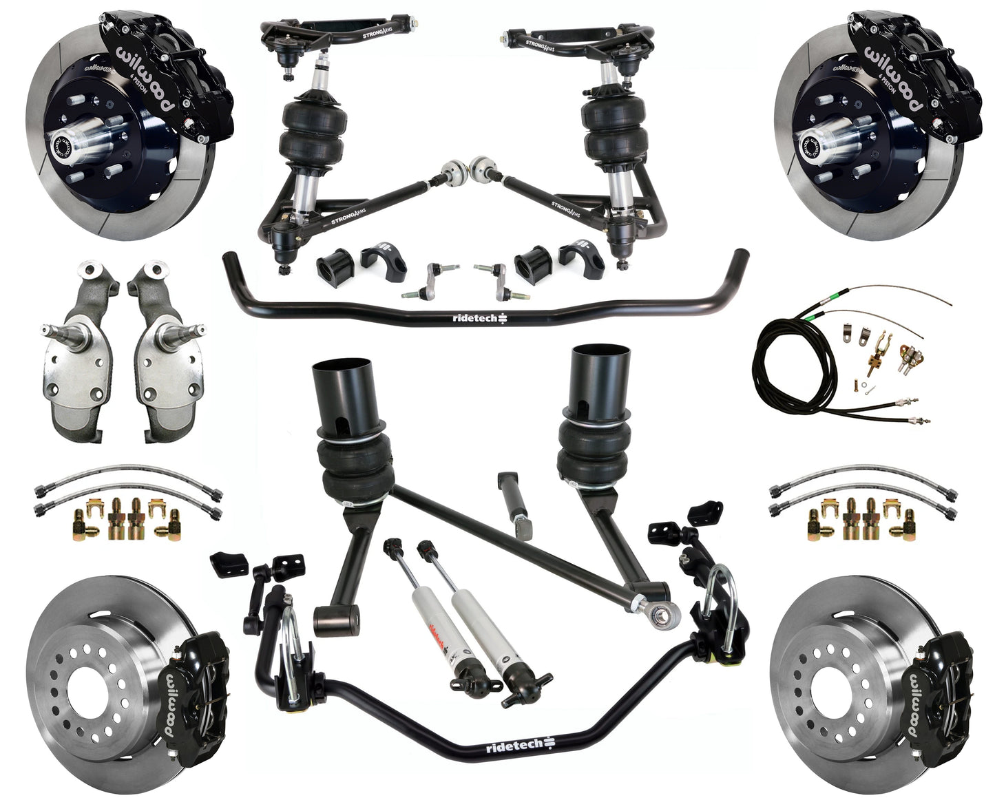 AIR RIDE SYSTEM,WILWOOD 13/12" BRAKES,BLACK,67-70 IMPALA,B-BODY