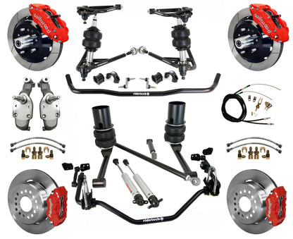 AIR RIDE SYSTEM,WILWOOD 13/12" BRAKES,RED,65-66 IMPALA,B-BODY