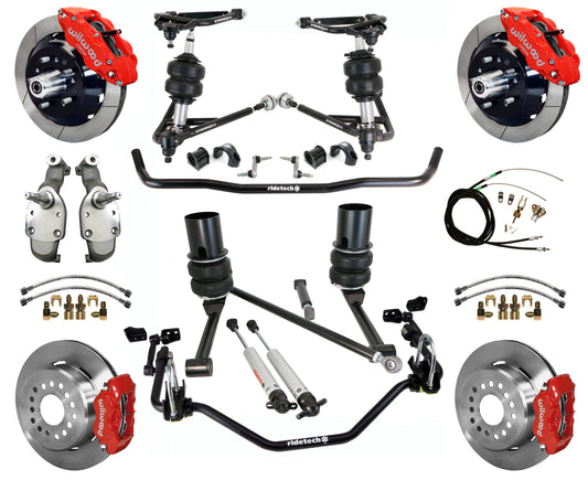 AIR RIDE SYSTEM,WILWOOD 13/12" BRAKES,RED,65-66 IMPALA,B-BODY