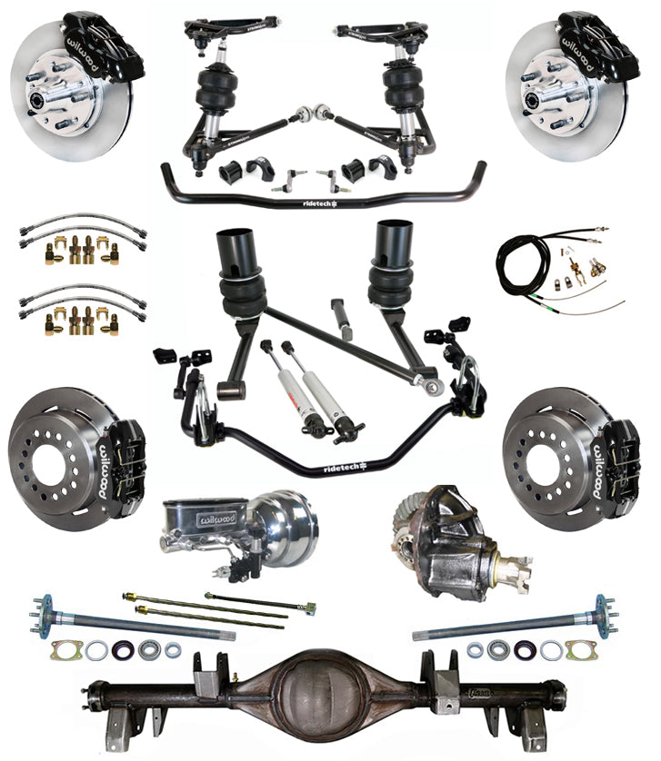 AIR RIDE SYSTEM,CURRIE REAR END,WILWOOD 11" BRAKES,BLACK,67-70 IMPALA,B-BODY