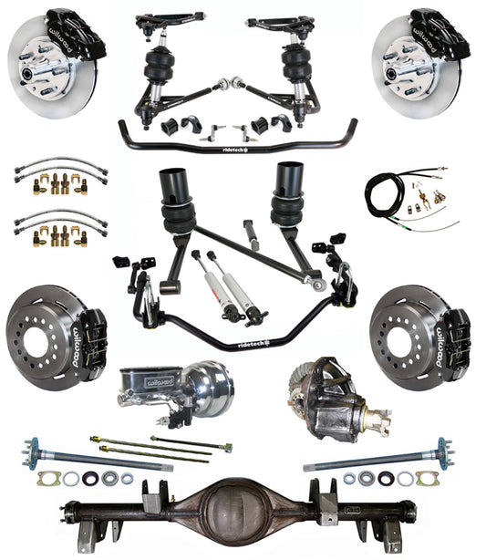 AIR RIDE SYSTEM,CURRIE REAR END,WILWOOD 11" BRAKES,BLACK,65-66 IMPALA,B-BODY