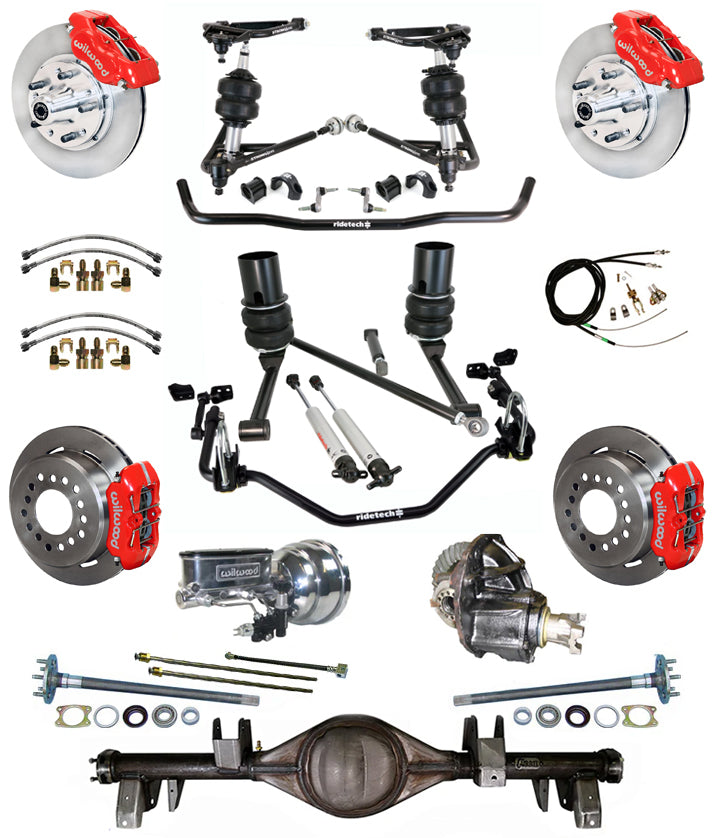 AIR RIDE SYSTEM,CURRIE REAR END,WILWOOD 11" BRAKES,RED,65-66 IMPALA,B-BODY
