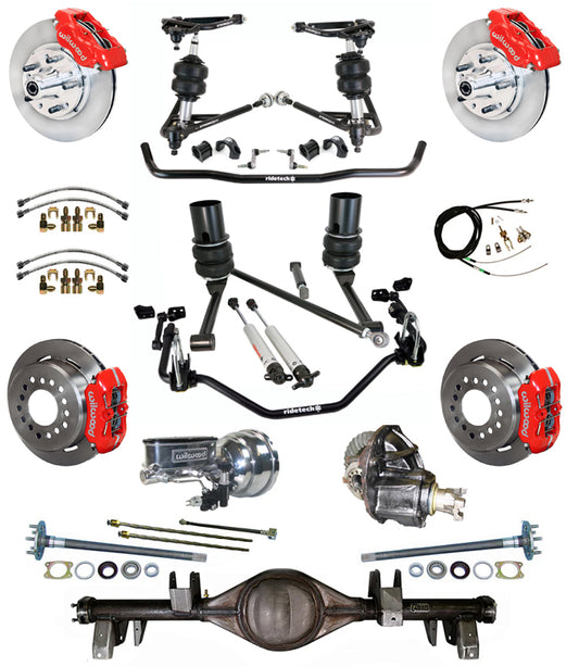 AIR RIDE SYSTEM,CURRIE REAR END,WILWOOD 11" BRAKES,RED,65-66 IMPALA,B-BODY