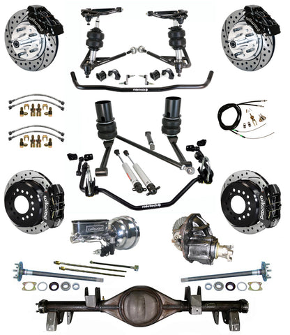 AIR RIDE SYSTEM,CURRIE REAR END,WILWOOD 11" DRILL,BLACK,65-66 IMPALA,B-BODY