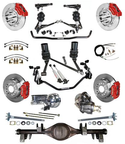 AIR RIDE SYSTEM,CURRIE REAR END,WILWOOD 12" BRAKES,RED,67-70 IMPALA,B-BODY