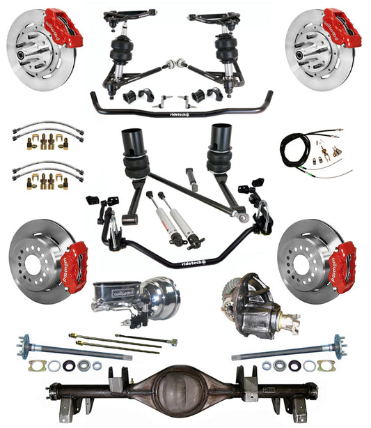 AIR RIDE SYSTEM,CURRIE REAR END,WILWOOD 12" BRAKES,RED,65-66 IMPALA,B-BODY