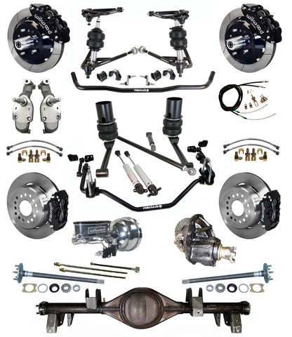 AIR RIDE SYSTEM,CURRIE REAR END,WILWOOD 13/12" BRAKES,BLACK,65-66 IMPALA,B-BODY