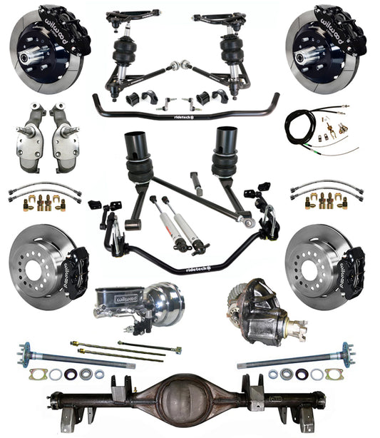 AIR RIDE SYSTEM,CURRIE REAR END,WILWOOD 13/12" BRAKES,BLACK,65-66 IMPALA,B-BODY
