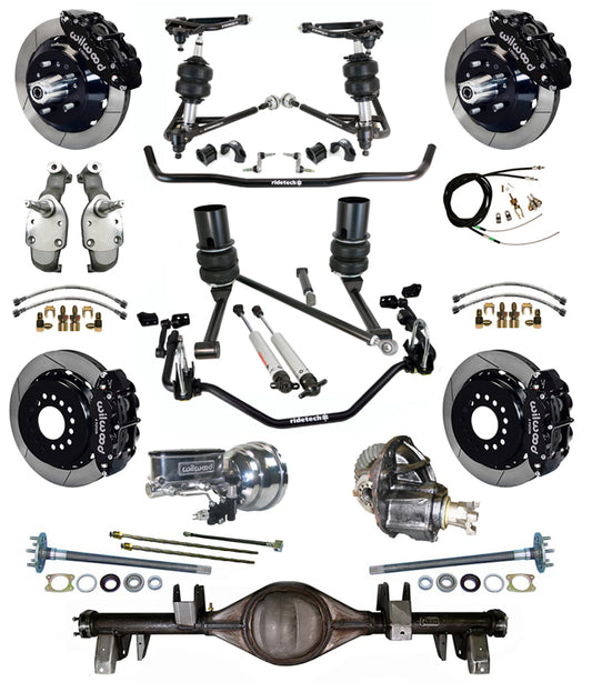 AIR RIDE SYSTEM,CURRIE REAR END,WILWOOD 13" BRAKES,BLACK,65-66 IMPALA,B-BODY