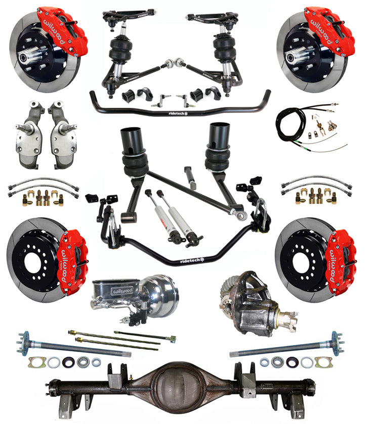 AIR RIDE SYSTEM,CURRIE REAR END,WILWOOD 13" BRAKES,RED,65-66 IMPALA,B-BODY