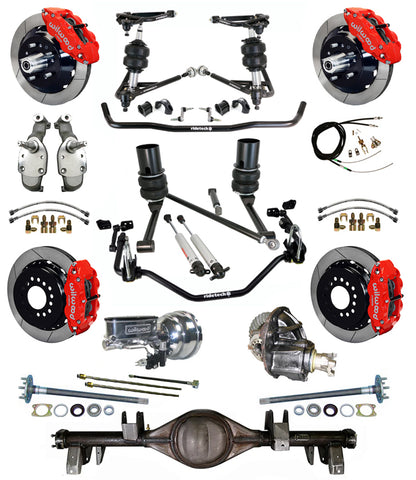 AIR RIDE SYSTEM,CURRIE REAR END,WILWOOD 13" BRAKES,RED,65-66 IMPALA,B-BODY