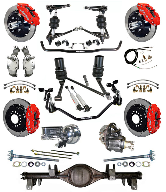 AIR RIDE SYSTEM,CURRIE REAR END,WILWOOD 13" BRAKES,RED,65-66 IMPALA,B-BODY