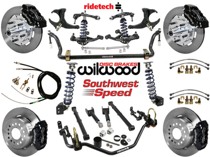 COILOVER SYSTEM,ARMS,BARS,WILWOOD 12" BRAKES,BLACK CALIPERS,78-88 GM G-BODY
