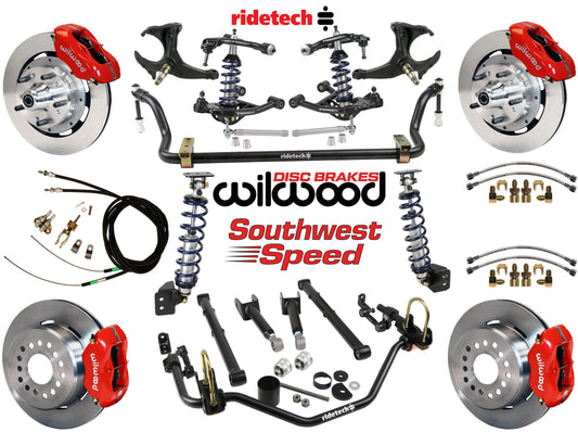 COILOVER SYSTEM,ARMS,BARS,WILWOOD 12" BRAKES,RED CALIPERS,78-88 GM G-BODY
