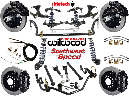 COILOVER SYSTEM,ARMS,BARS,WILWOOD 13" BRAKES,BLACK CALIPERS,78-88 GM G-BODY