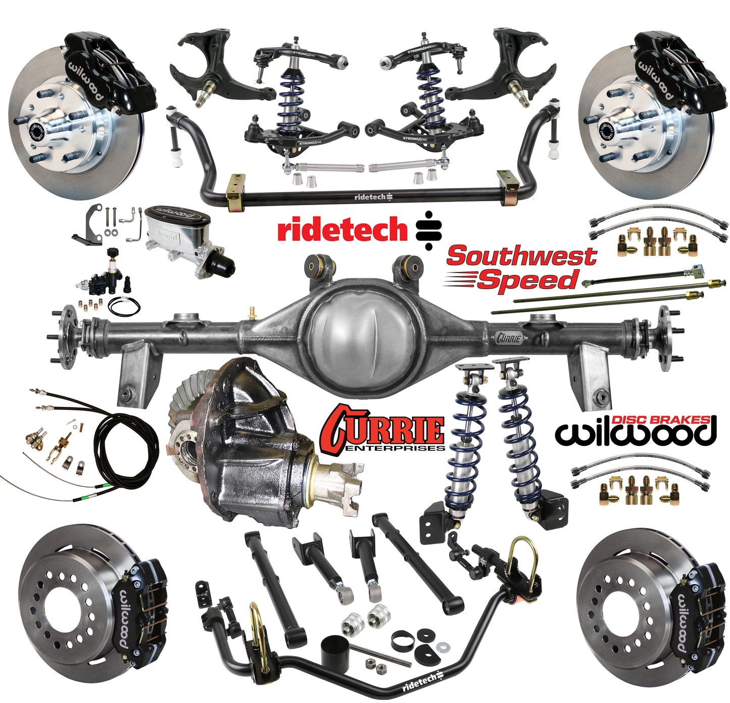 COILOVER SYSTEM,CURRIE REAR END,WILWOOD 11" BRAKES,BLACK,78-88 GM G-BODY