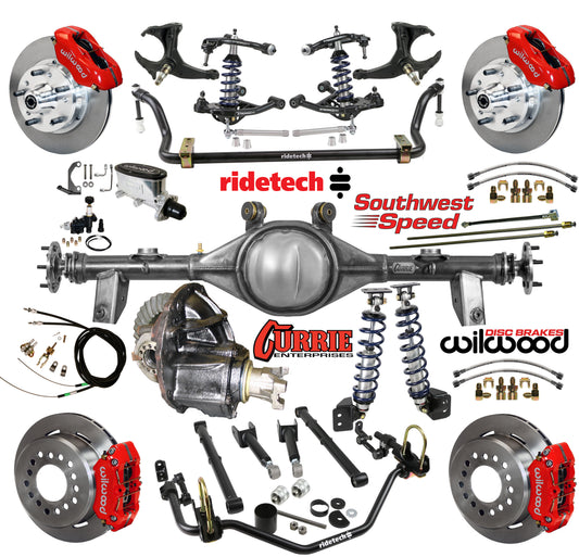 COILOVER SYSTEM,CURRIE REAR END,WILWOOD 11" BRAKES,RED CALIPERS,78-88 GM G-BODY