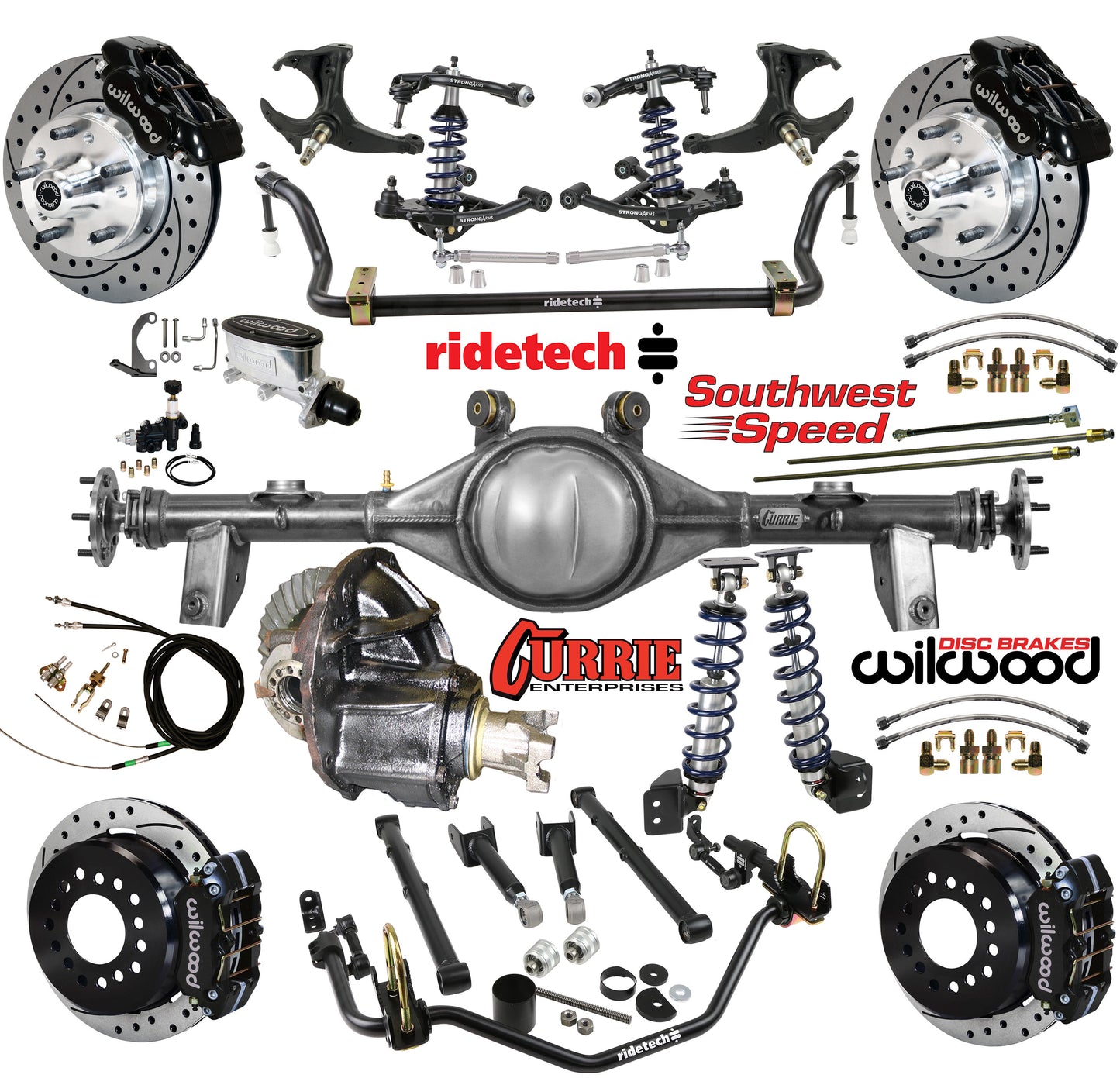 COILOVER SYSTEM,CURRIE REAR END,WILWOOD 11" DRILLED,BLACK,78-88 GM G-BODY