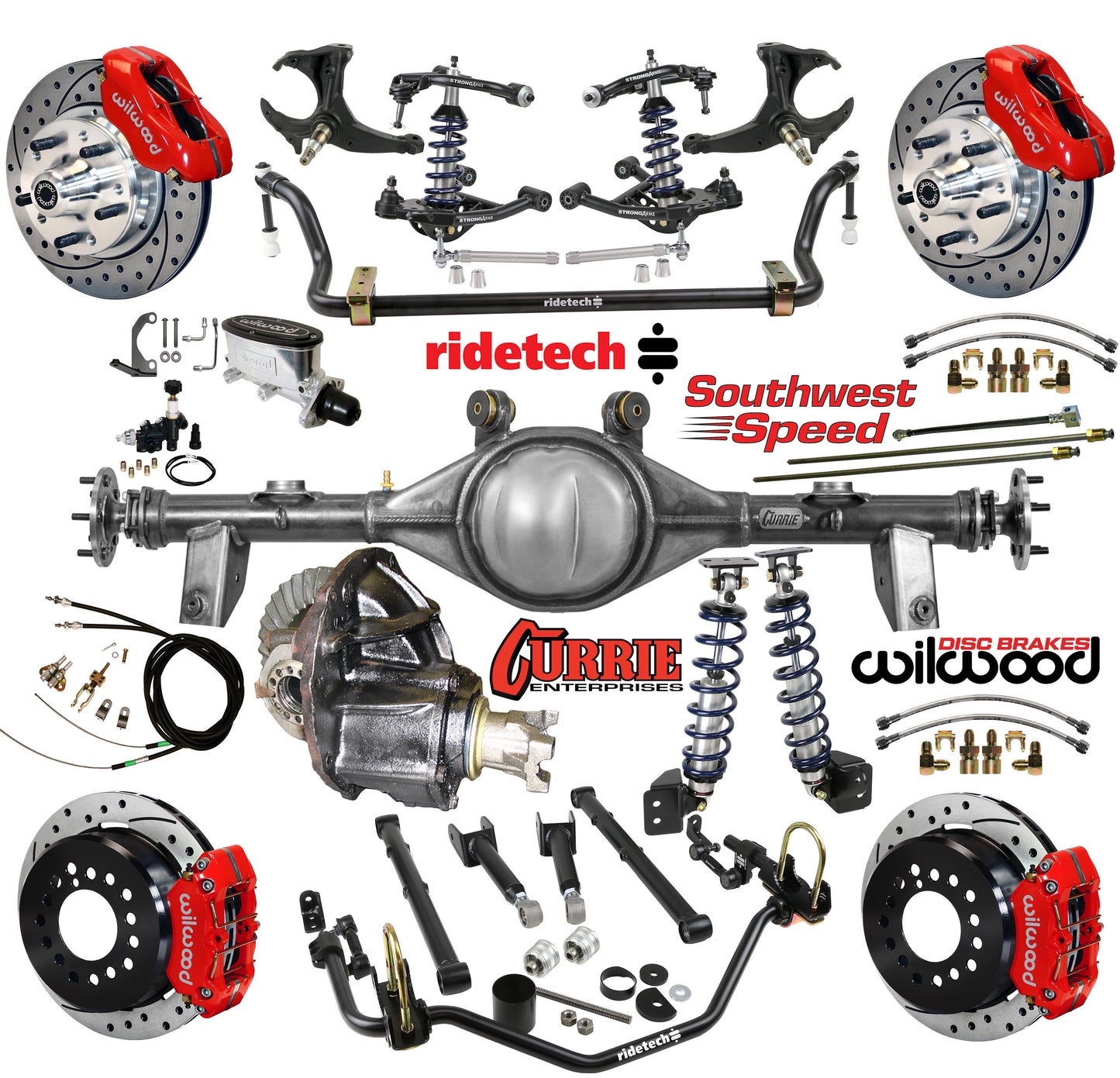 COILOVER SYSTEM,CURRIE REAR END,WILWOOD 11" DRILLED,RED,78-88 GM G-BODY