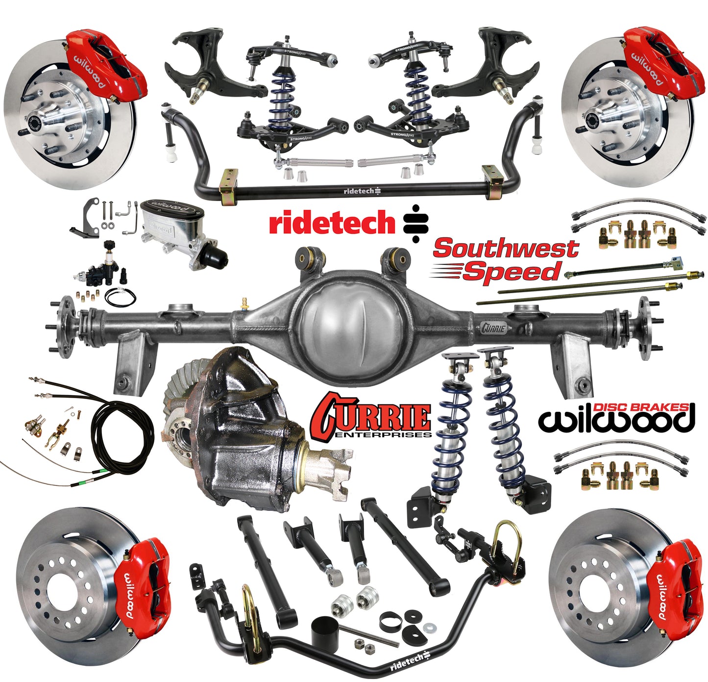 COILOVER SYSTEM,CURRIE REAR END,WILWOOD 12" BRAKES,RED,78-88 GM G-BODY