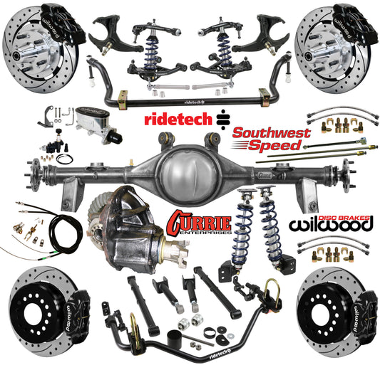 COILOVER SYSTEM,CURRIE REAR END,WILWOOD 12" DRILLED,BLACK,78-88 GM G-BODY