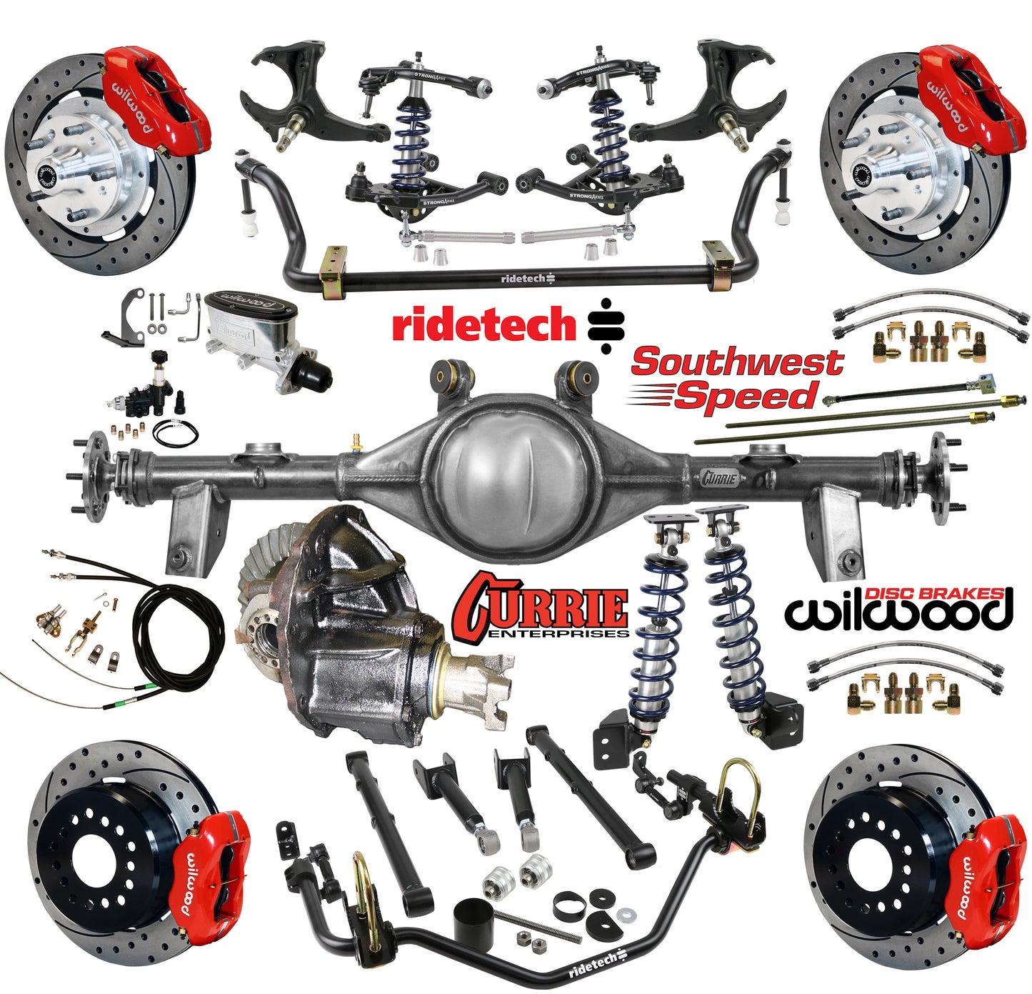 COILOVER SYSTEM,CURRIE REAR END,WILWOOD 12" DRILLED,RED,78-88 GM G-BODY