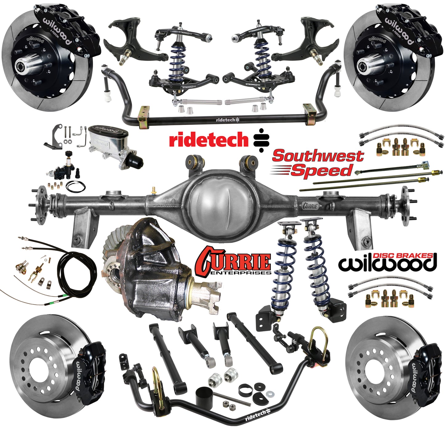 COILOVER SYSTEM,CURRIE REAR END,WILWOOD 13"/12" BRAKES,BLACK,78-88 G-BODY