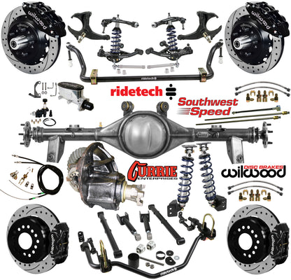 COILOVER SYSTEM,CURRIE REAR END,WILWOOD 13"/12" DRILLED,BLACK,78-88 GM G-BODY
