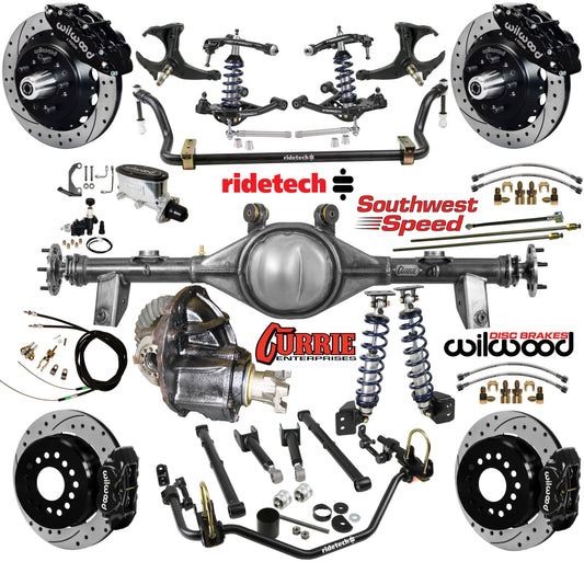 COILOVER SYSTEM,CURRIE REAR END,WILWOOD 13"/12" DRILLED,BLACK,78-88 GM G-BODY