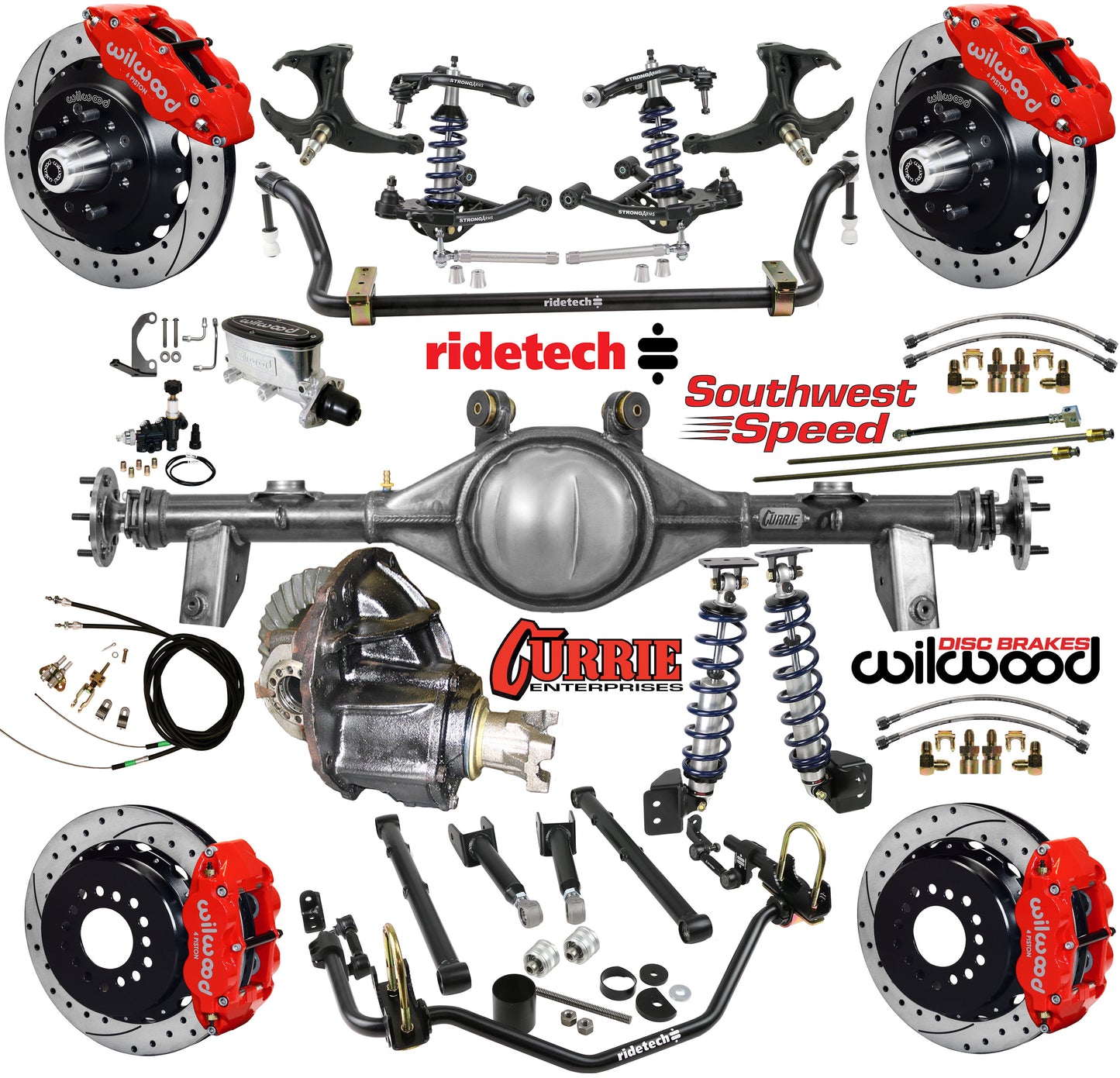 COILOVER SYSTEM,CURRIE REAR END,WILWOOD 13" DRILLED,RED,78-88 GM G-BODY
