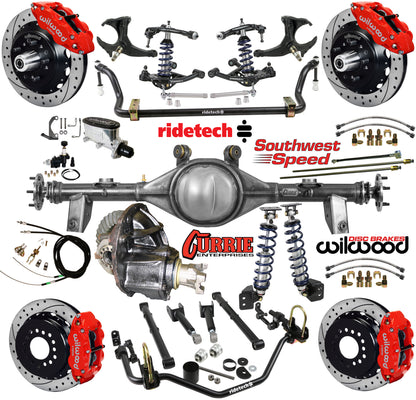 COILOVER SYSTEM,CURRIE REAR END,WILWOOD 13" DRILLED,RED,78-88 GM G-BODY