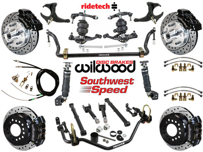 AIR RIDE SYSTEM,ARMS,BARS,WILWOOD 11" DRLD BRAKES,BLACK CALIPERS,78-88 GM G-BODY
