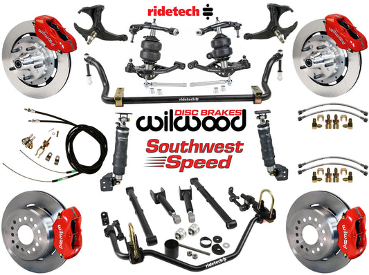 AIR RIDE SYSTEM,ARMS,BARS,WILWOOD 12" BRAKES,RED CALIPERS,78-88 GM G-BODY