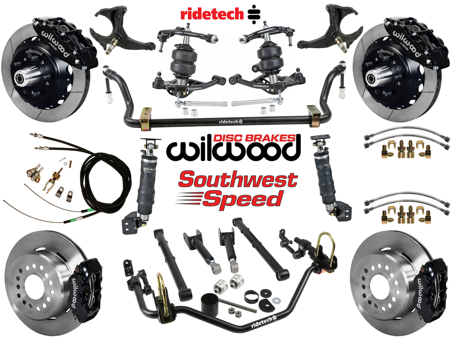 AIR RIDE SYSTEM,ARMS,BARS,WILWOOD 13"/12" BRAKES,BLACK CALIPERS,78-88 G-BODY
