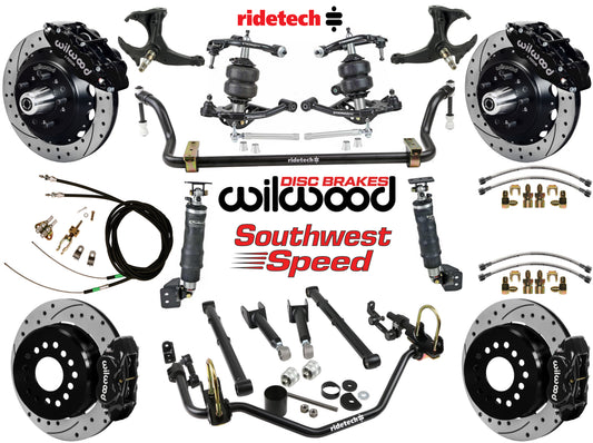 AIR RIDE SYSTEM,ARMS,BARS,WILWOOD 13"/12" DRILLED BRAKES,BLACK CALIPERS,78-88 G