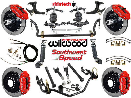 AIR RIDE SYSTEM,ARMS,BARS,WILWOOD 13" BRAKES,RED CALIPERS,78-88 GM G-BODY
