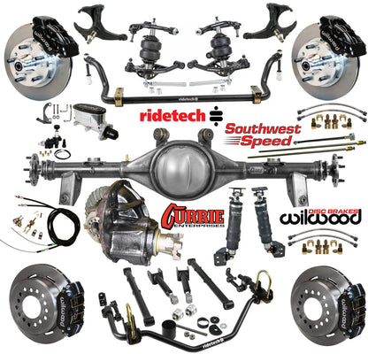 AIR RIDE SYSTEM,CURRIE REAR END,WILWOOD 11" BRAKES,BLACK,78-88 GM G-BODY
