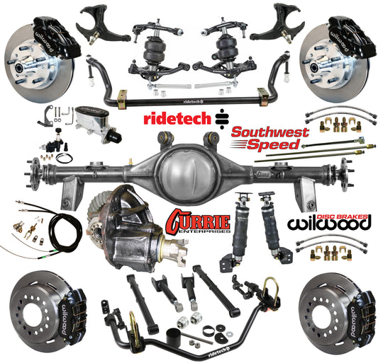 AIR RIDE SYSTEM,CURRIE REAR END,WILWOOD 11" BRAKES,BLACK,78-88 GM G-BODY