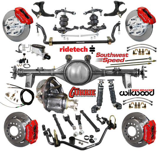 AIR RIDE SYSTEM,CURRIE REAR END,WILWOOD 11" BRAKES,RED CALIPERS,78-88 GM G-BODY