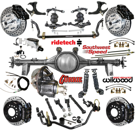 AIR RIDE SYSTEM,CURRIE REAR END,WILWOOD 11" DRILLED,BLACK,78-88 GM G-BODY