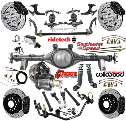 AIR RIDE SYSTEM,CURRIE REAR END,WILWOOD 12" DRILLED,BLACK,78-88 GM G-BODY