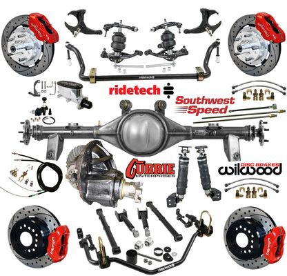 AIR RIDE SYSTEM,CURRIE REAR END,WILWOOD 12" DRILLED,RED,78-88 GM G-BODY