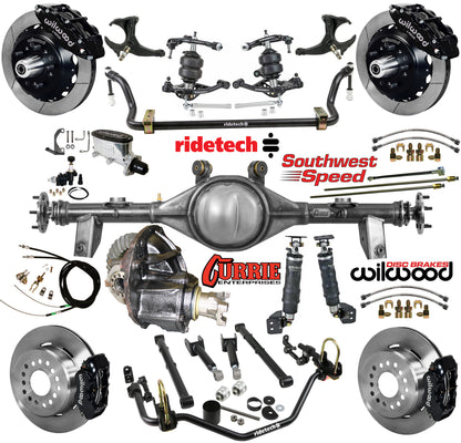 AIR RIDE SYSTEM,CURRIE REAR END,WILWOOD 13"/12" BRAKES,BLACK,78-88 G-BODY