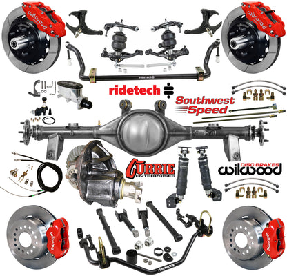 AIR RIDE SYSTEM,CURRIE REAR END,WILWOOD 13"/12" BRAKES,RED,78-88 G-BODY