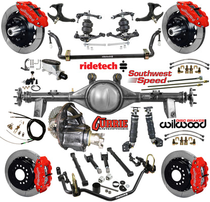 AIR RIDE SYSTEM,CURRIE REAR END,WILWOOD 13" BRAKES,RED,78-88 GM G-BODY